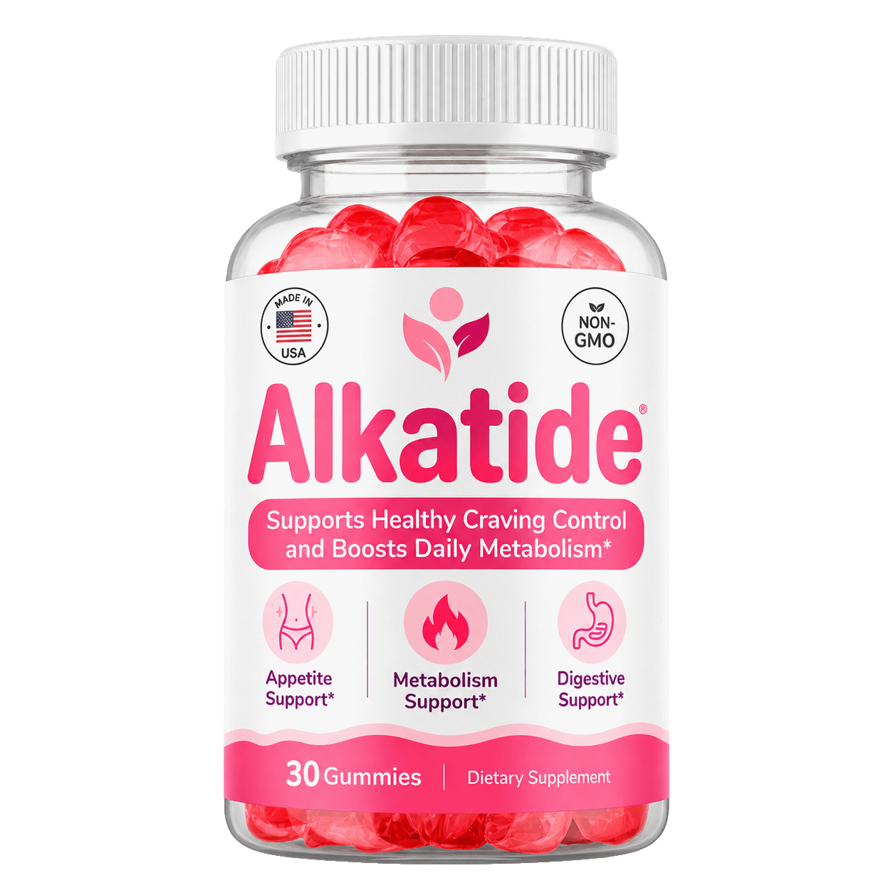 Bottle of Alkatide apple cider vinegar gummies, 30 gummies